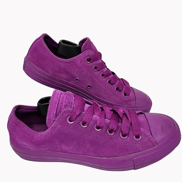 Converse Chuck Taylor All Star Unisex M7 W9 Purple Suede Low Top Sneakers - Picture 2 of 9